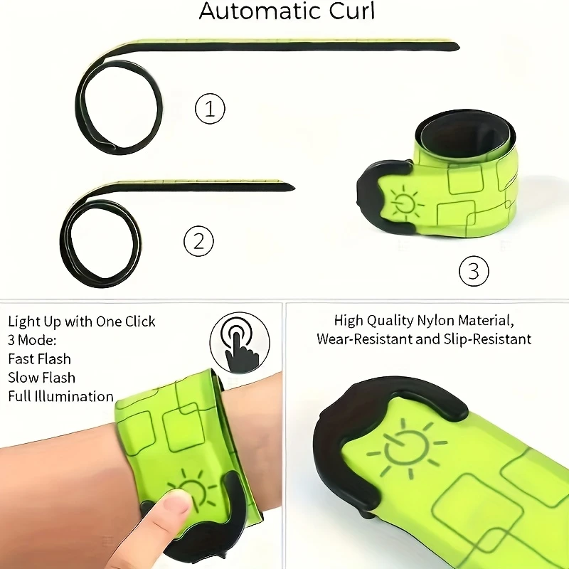 Pulsera LED Verde Recargable Tipo C – Seguridad Nocturna para Correr y Ciclismo