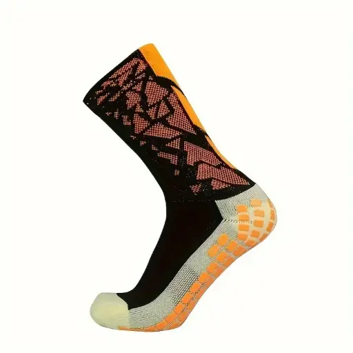 Medias deportivas antideslizantes - Negro y naranja, TALLA UNICA